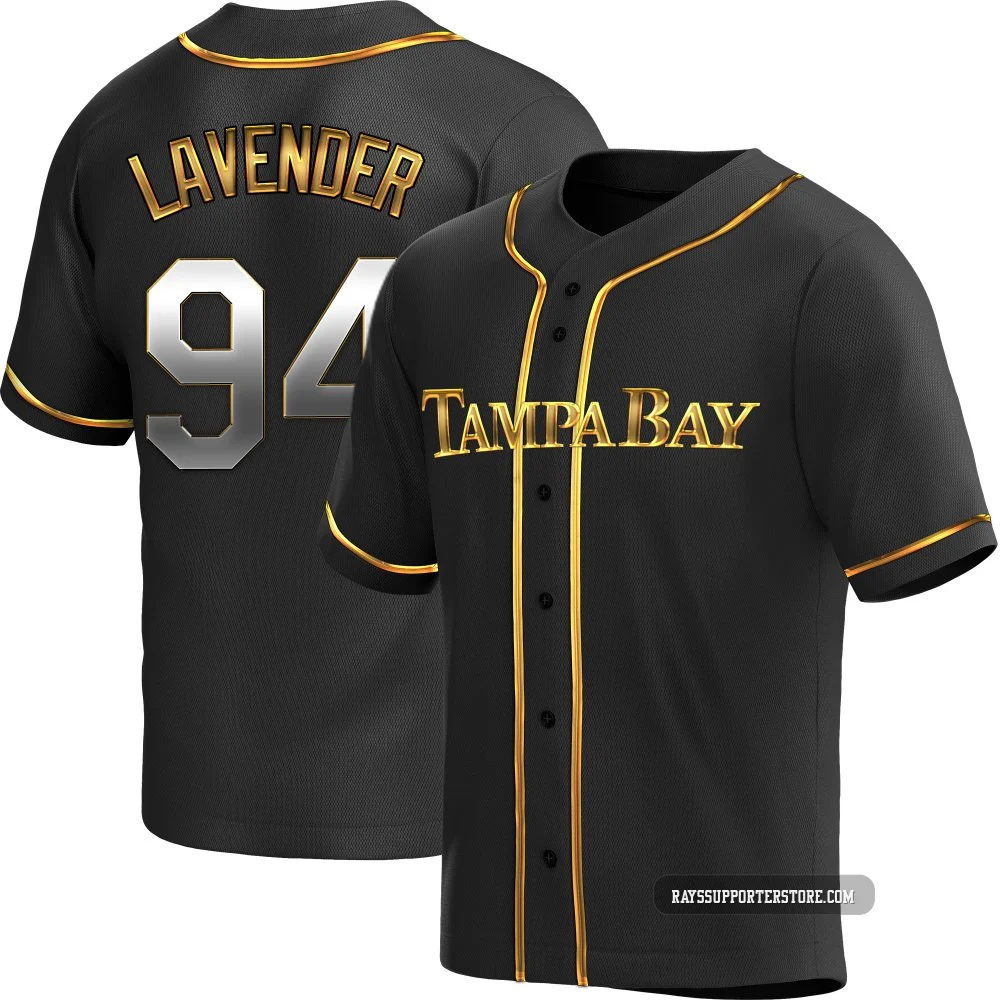 Tampa Bay Rays ＃94 Nathan Lavender Youth Replica Black en Alternate Jersey - Gold